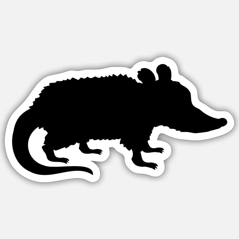 Silhouette Opossum Design - Sticker Größe S (10 x 10 cm) - Mattweiß