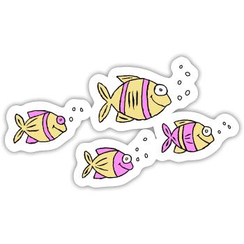 Fish Water Sea Graffiti Dessin des enfants Nature - Sticker taille S (10 x 10 cm) - blanc mat - Devant