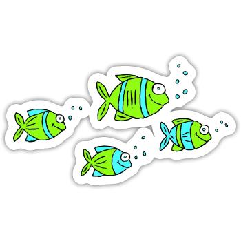 Fish Water Sea Graffiti Dessin des enfants Nature - Sticker taille S (10 x 10 cm) - blanc mat - Devant