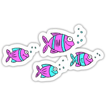 Poisson Cichlide Eau Mer Graffiti Dessin - Sticker taille S (10 x 10 cm) - blanc mat - Devant