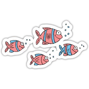 Poisson Cichlide Eau Mer Graffiti Dessin - Sticker taille S (10 x 10 cm) - blanc mat - Devant