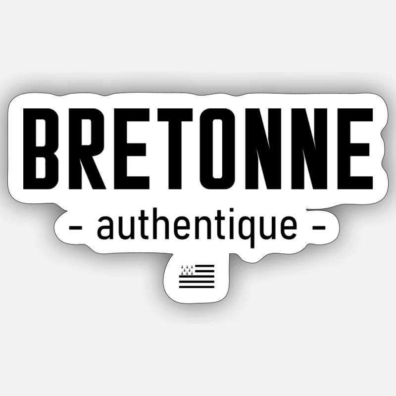 Bretonne authentique - Drapeau - Sticker taille S (10 x 10 cm) - blanc mat