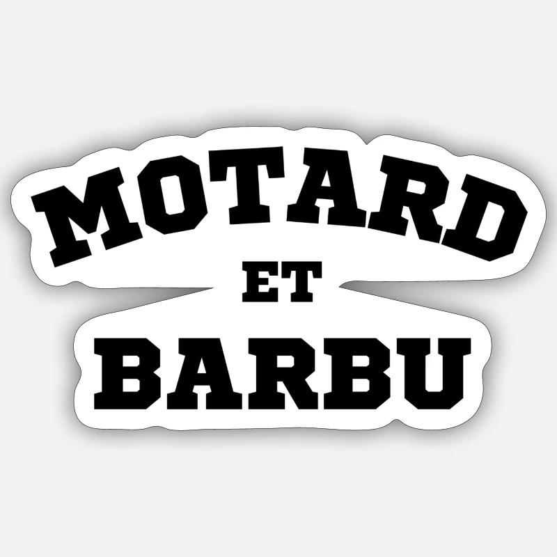 Motard et Barbu - Sticker taille S (10 x 10 cm) - blanc mat