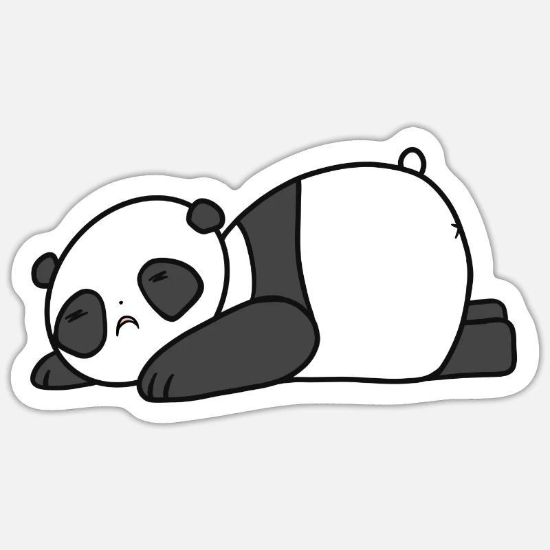 Panda triste couché - Sticker taille S (10 x 10 cm) - blanc mat