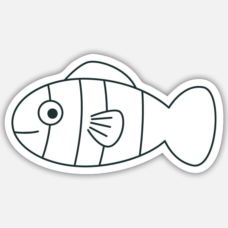 Poisson dopey rond - Sticker taille S (10 x 10 cm) - blanc mat