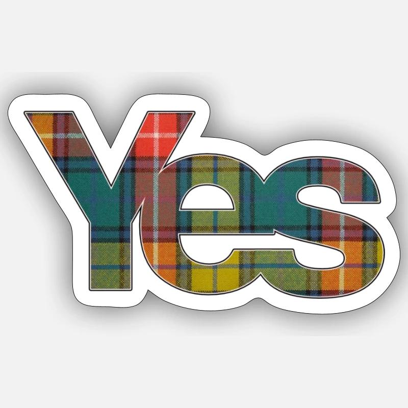OUI Buchanan Tartan - Sticker taille S (10 x 10 cm) - blanc mat