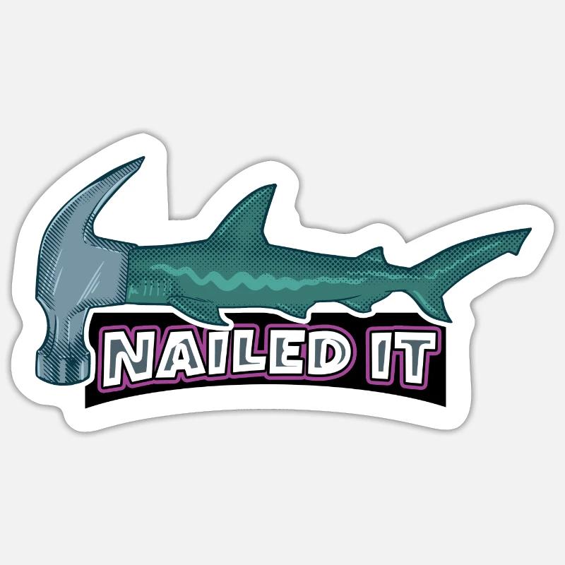 Cloué le requin-marteau - Sticker taille S (10 x 10 cm) - blanc mat