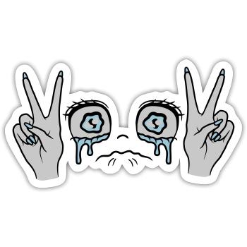Female Victory Hand Signal Girl - Sticker size S (10 x 10 cm) - white matte - Front