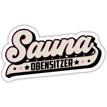 Farben änderbar | Sauna Obensitzer Saunameister - Sticker Größe S (10 x 10 cm) - Mattweiß - Vorne