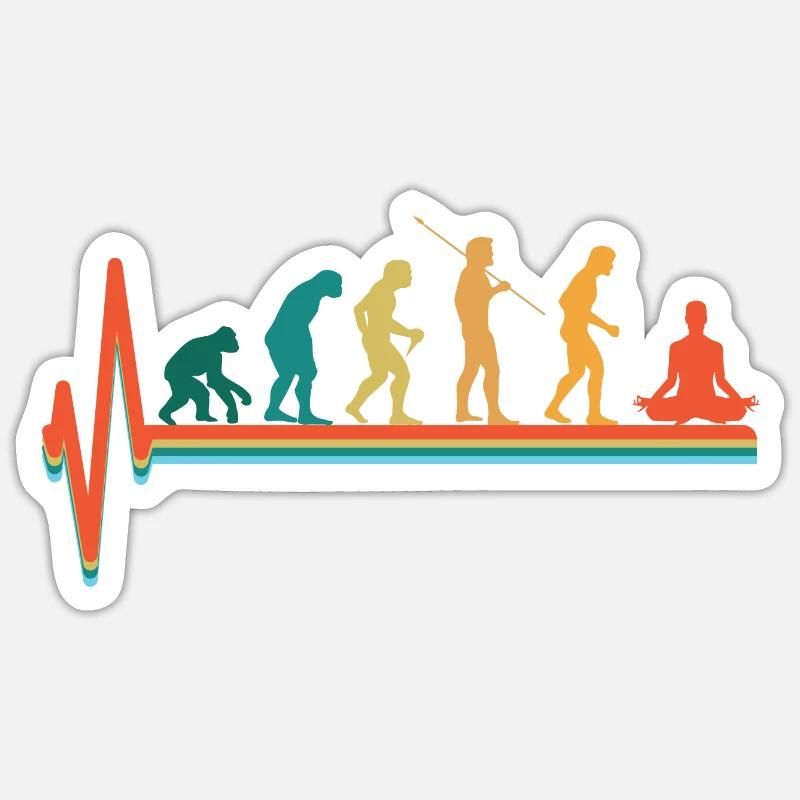 Evolution Graphic Meditating Meditation Yin Yang Z Sticker Größe S (10 x 10 cm)