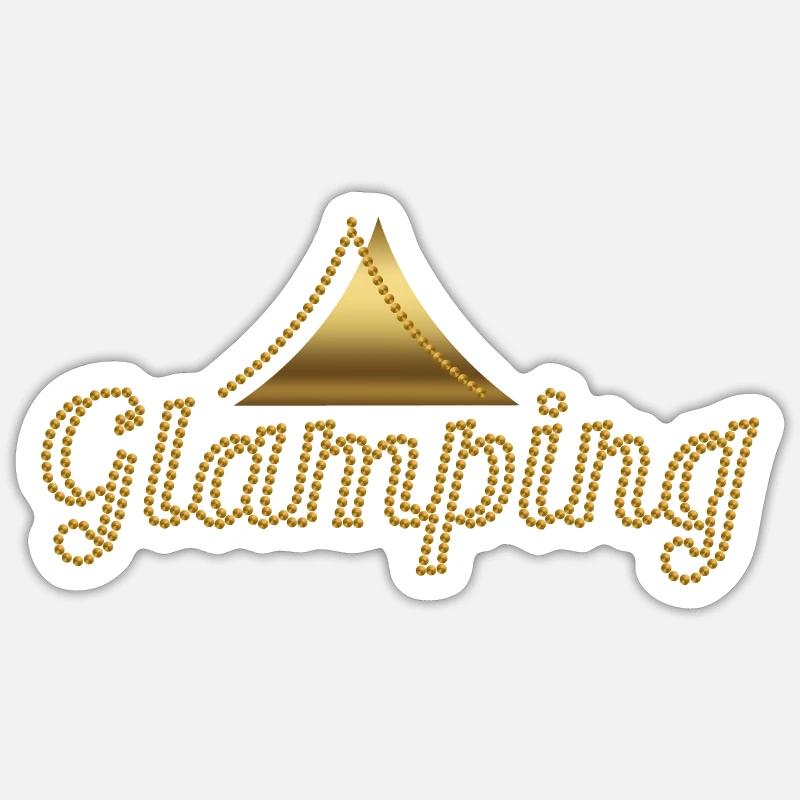 glamping or - Sticker taille S (10 x 10 cm) - blanc mat