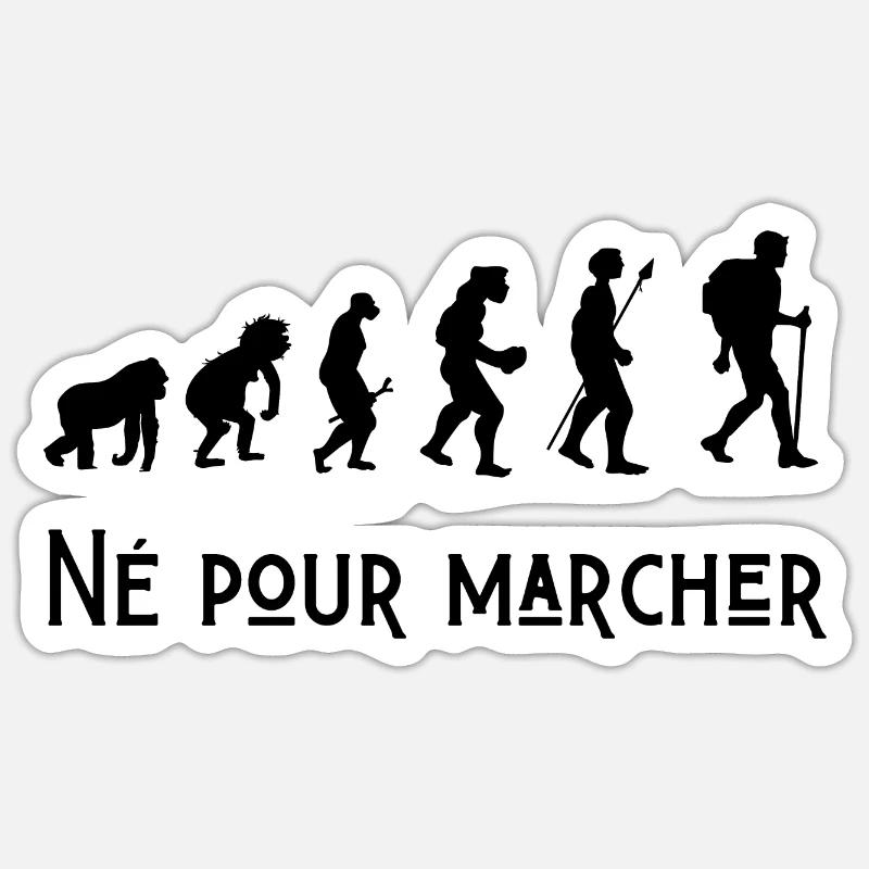 né pour marcher évolution Sticker taille S (10 x 10 cm)