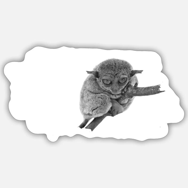 Tarsier Affe grumpy Sticker Größe S (10 x 10 cm)