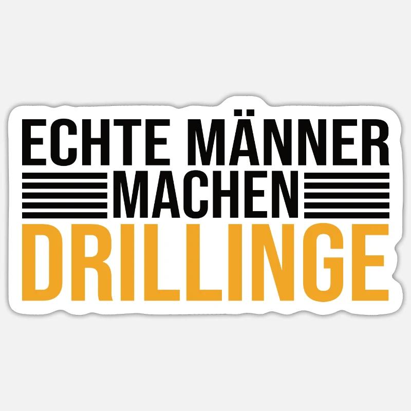 Echte Männer Machen Drillinge - Sticker Größe S (10 x 10 cm) - Mattweiß