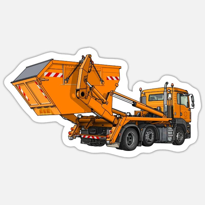 Truck with skip, skip loader Sticker size S (10 x 10 cm)