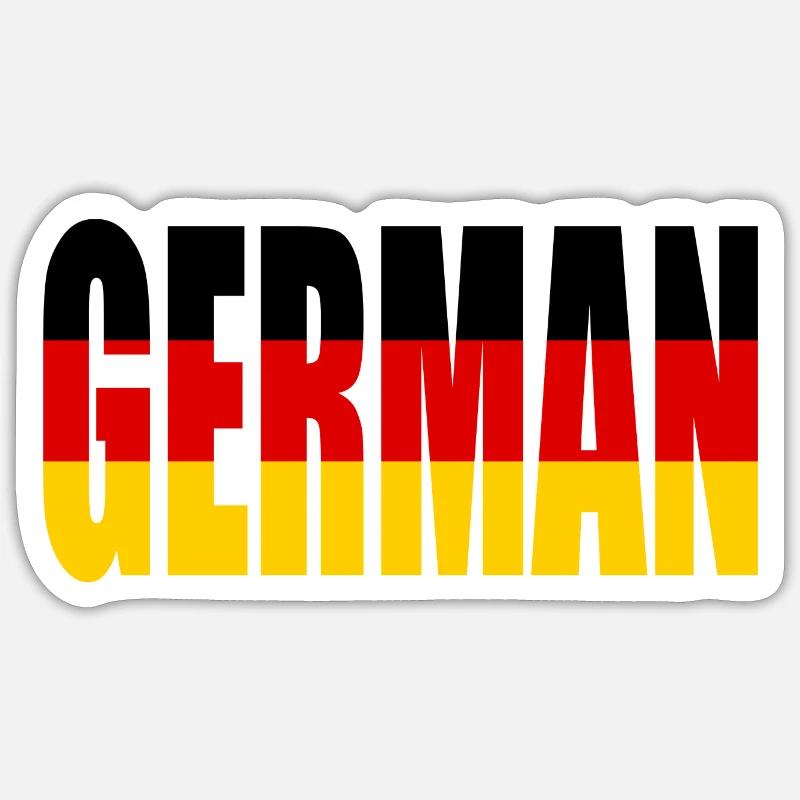Allemand - Anglais - Drapeau - Sticker taille S (10 x 10 cm) - blanc mat