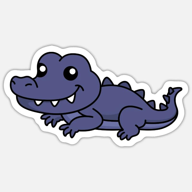 Alligator Comic Tier - Sticker Größe S (10 x 10 cm) - Mattweiß