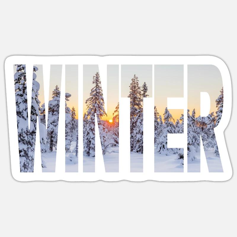 Hiver - Sticker taille S (10 x 10 cm) - blanc mat