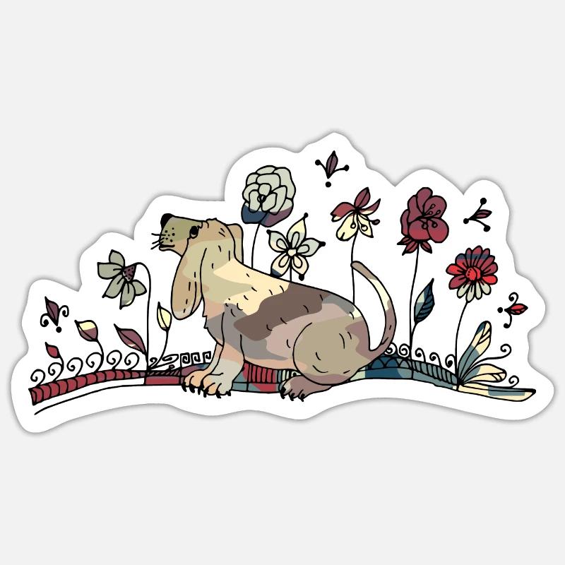 Hund - Sticker størrelse S (10 x 10 cm) - mat hvid