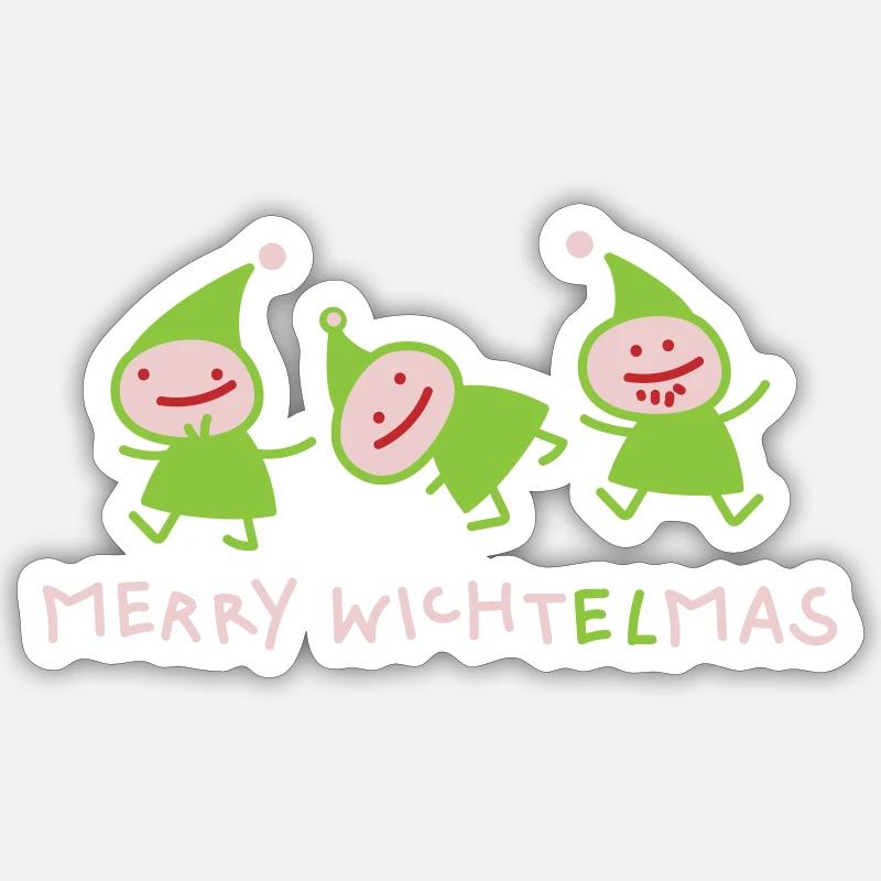Wichtel Weihnachten (b) - Sticker Größe S (10 x 10 cm) - Mattweiß