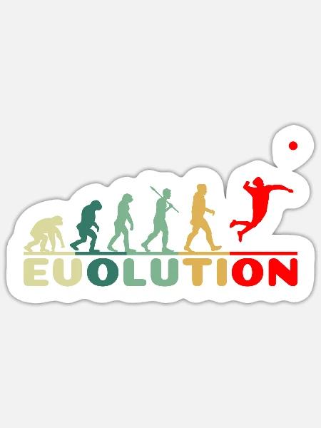 Faustball Faustballspieler Evolution Vintage - Sticker Größe S (10 x 10 cm) - Mattweiß