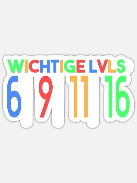 wichtige lvls: 6, 9, 11, 16 - Sticker Größe S (10 x 10 cm) - Mattweiß