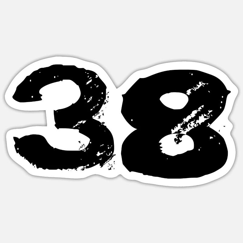 Maillot 38 Numéro Sticker taille S (10 x 10 cm)