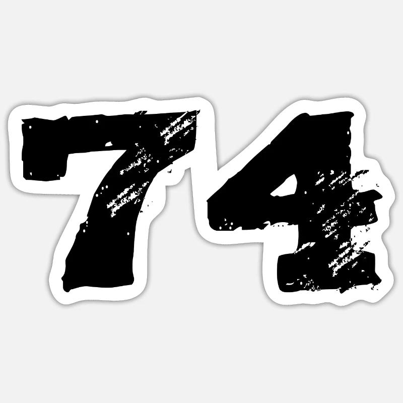 74 Number jersey - Sticker size S (10 x 10 cm) - white matte