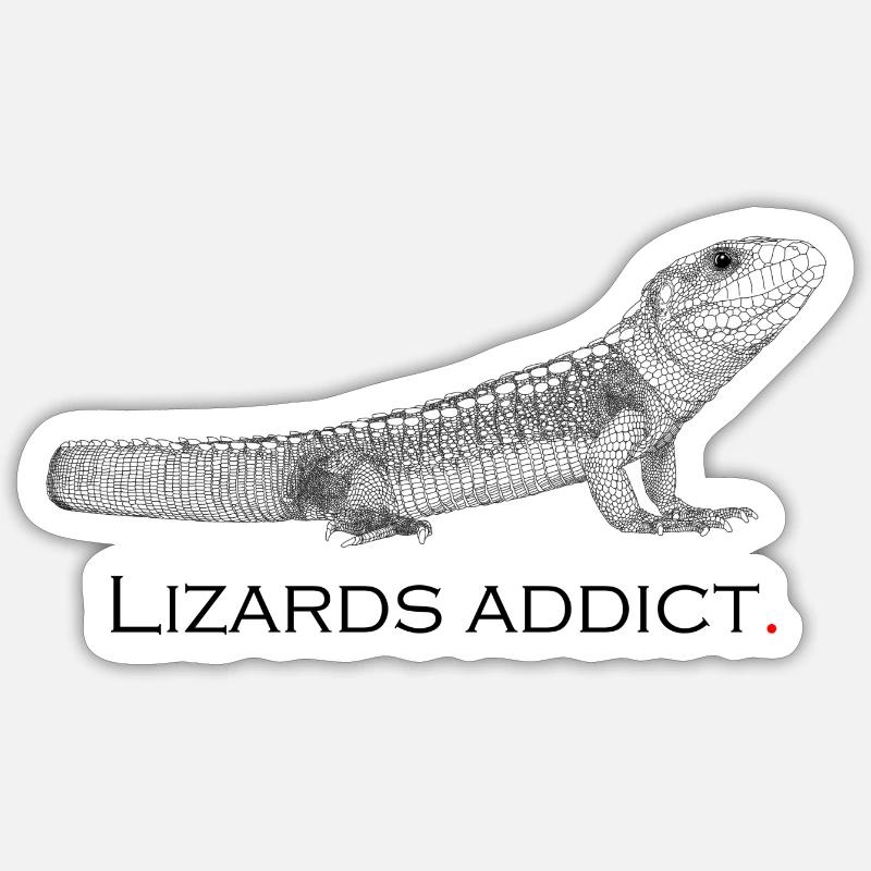Lizards addict - Sticker taille S (10 x 10 cm) - blanc mat