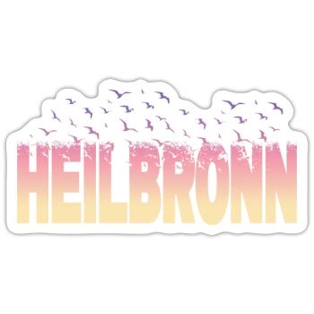 Heilbronn Allemagne Ville Police Oiseaux Skyline - Sticker taille S (10 x 10 cm) - blanc mat - Devant