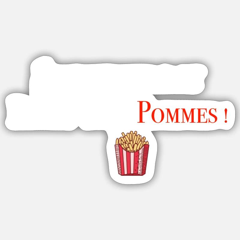 Start with Pommes 2 - Sticker Größe S (10 x 10 cm) - Mattweiß