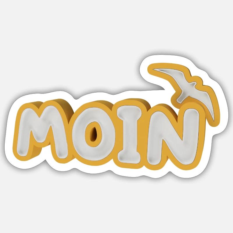 Moin mit Möwe - Sticker Größe S (10 x 10 cm) - Mattweiß