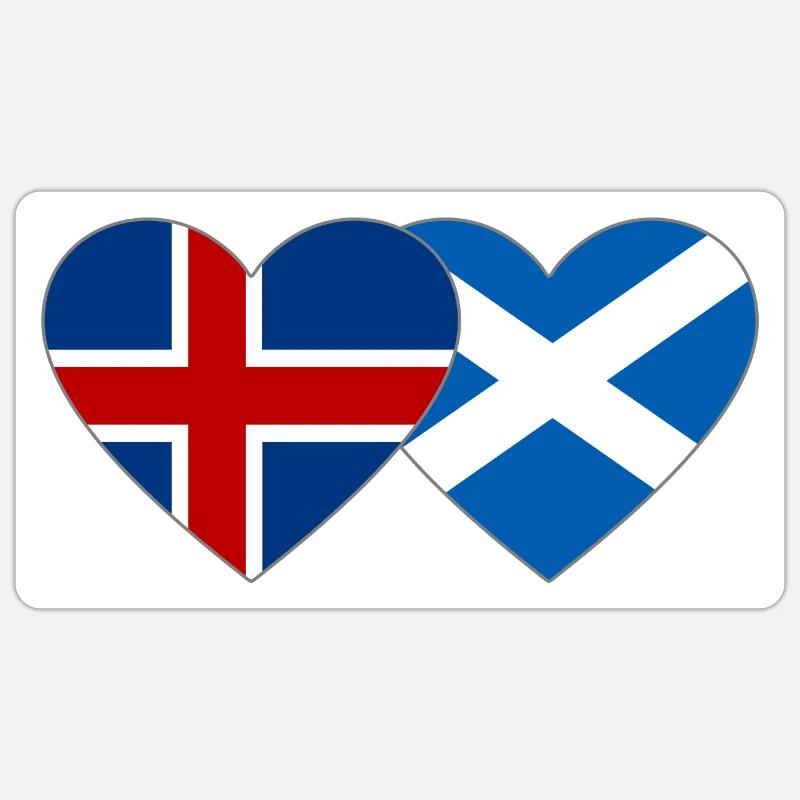 Islande Écosse Flag Heart - Sticker taille S (10 x 10 cm) - blanc mat