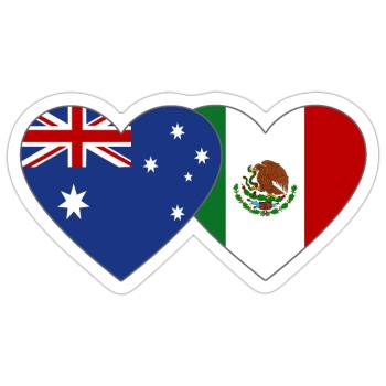 Australia Mexico Flag Heart - Sticker size S (10 x 10 cm) - white matte - Front