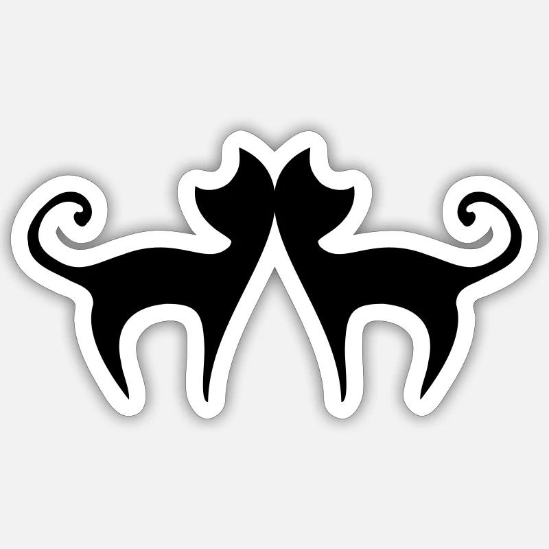Chats amoureux - Sticker taille S (10 x 10 cm) - blanc mat