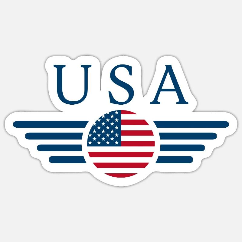 Drapeau des États-Unis - Sticker taille S (10 x 10 cm) - blanc mat