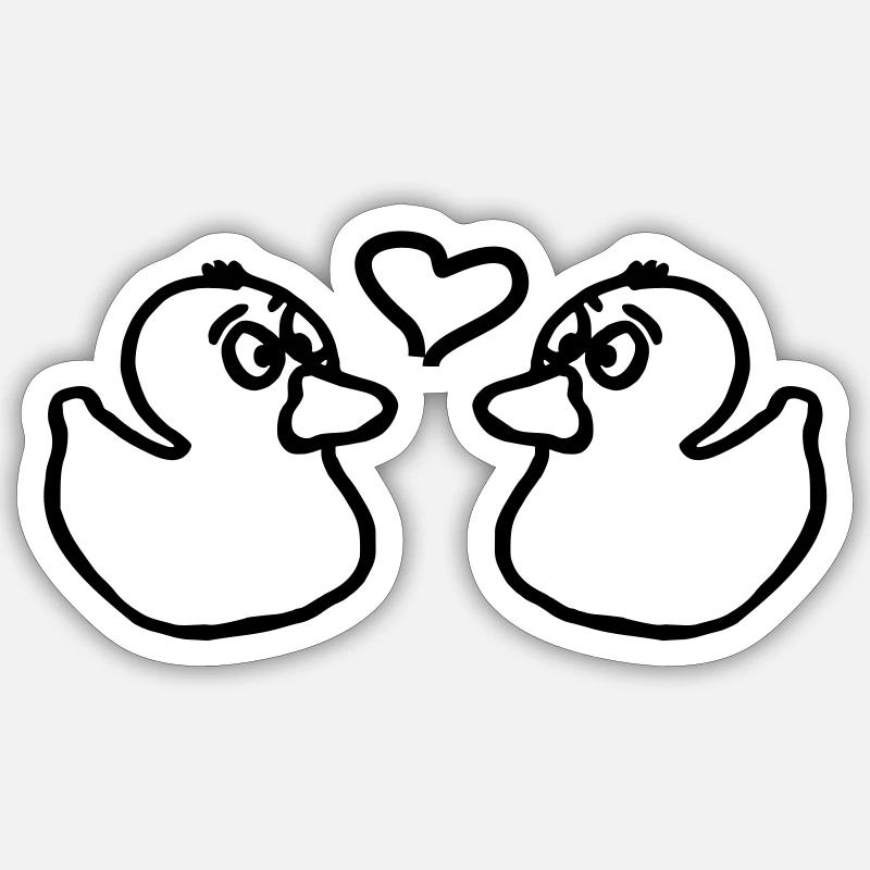 Ducks with heart - Sticker size S (10 x 10 cm) - white matte