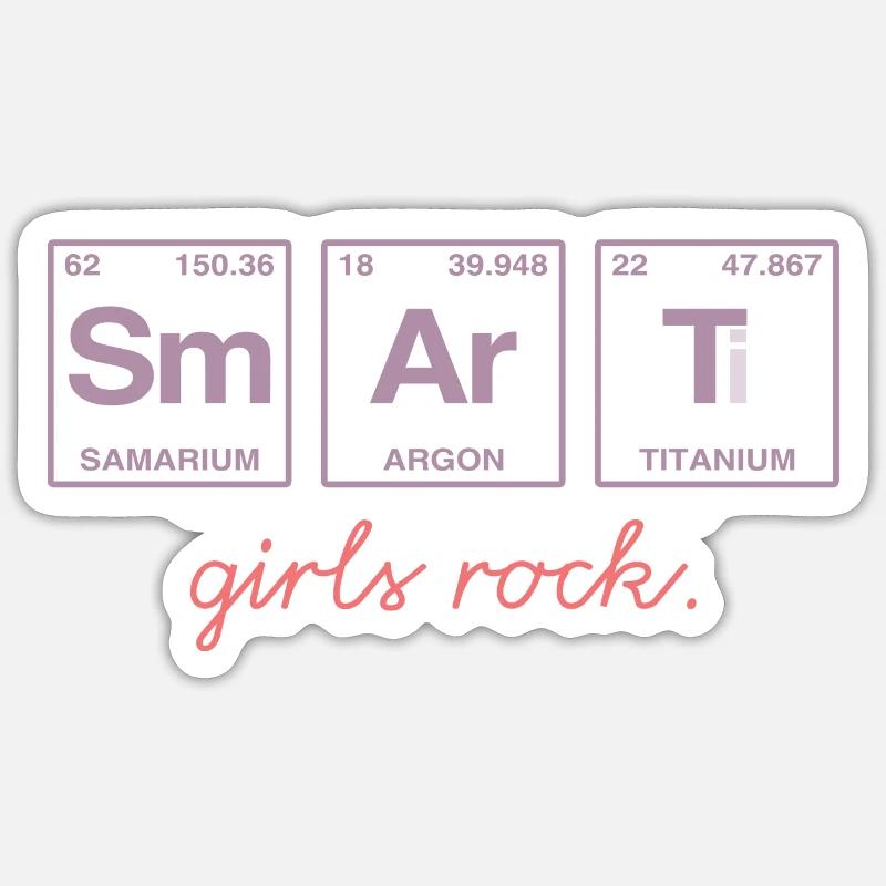 SMART GIRLS ROCK - Elemente Perdiodensystem - Sticker Größe S (10 x 10 cm) - Mattweiß