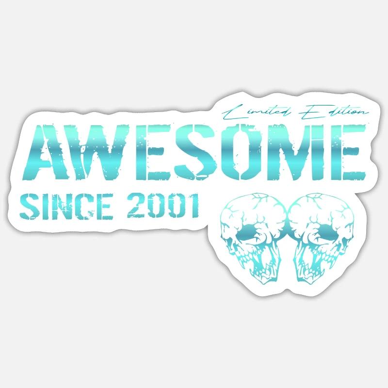 Awesome since 2001 Geschenk - Sticker Größe S (10 x 10 cm) - Mattweiß