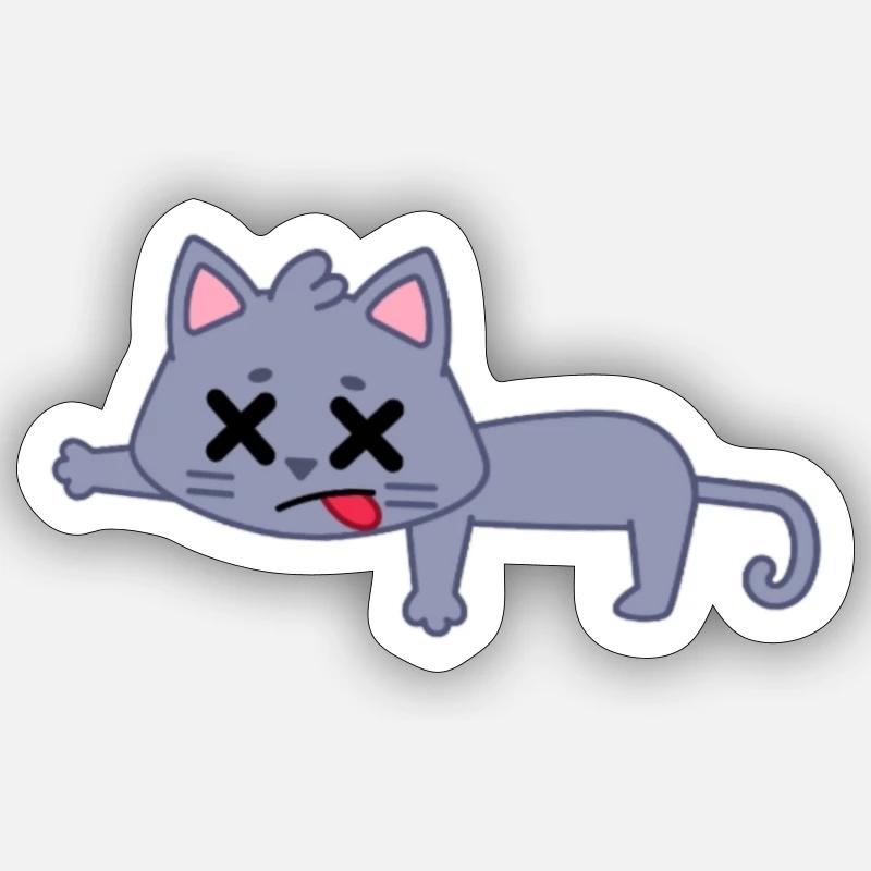 FREAKY CAT - Sticker Größe S (10 x 10 cm) - Mattweiß