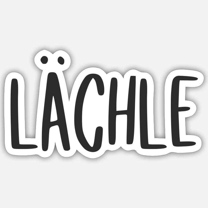 lächle - lachen gute Laune - Sticker Größe S (10 x 10 cm) - Mattweiß