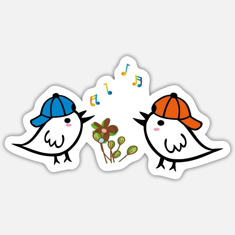 Spring, Sparrows Sticker size S (10 x 10 cm)