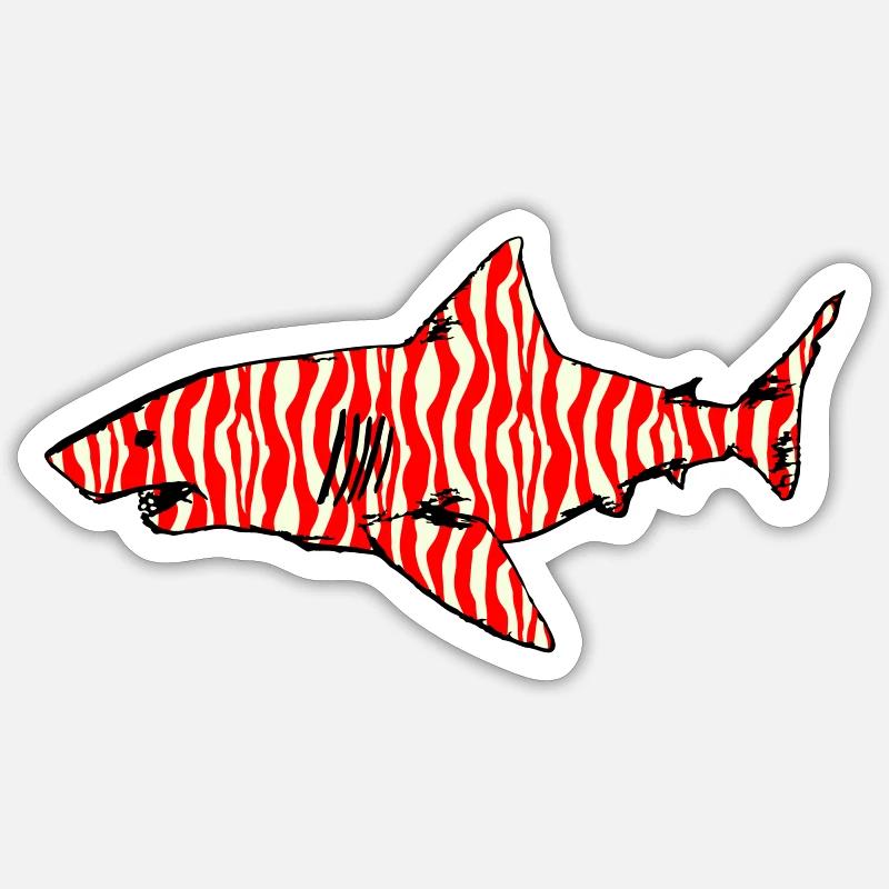 Shark n°1 - zebra pattern variation Sticker size S (10 x 10 cm)