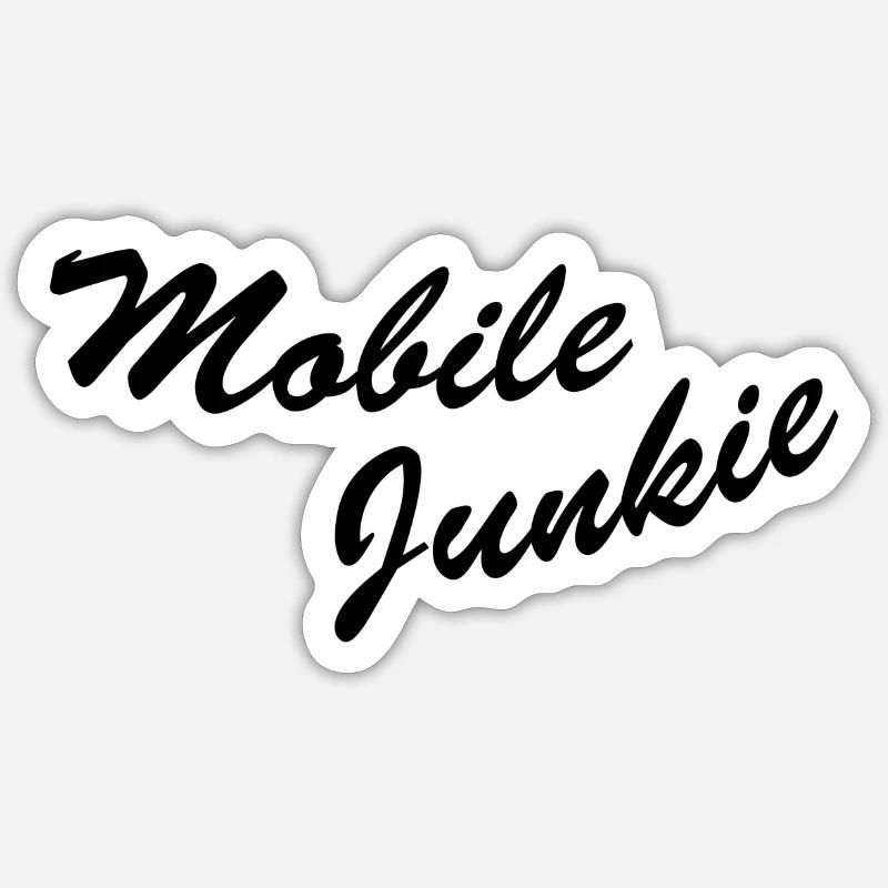 Mobile junkie - Sticker size S (10 x 10 cm) - white matte