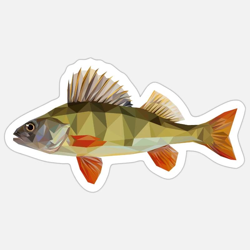 Low poly Barsch - Sticker Größe S (10 x 10 cm) - Mattweiß