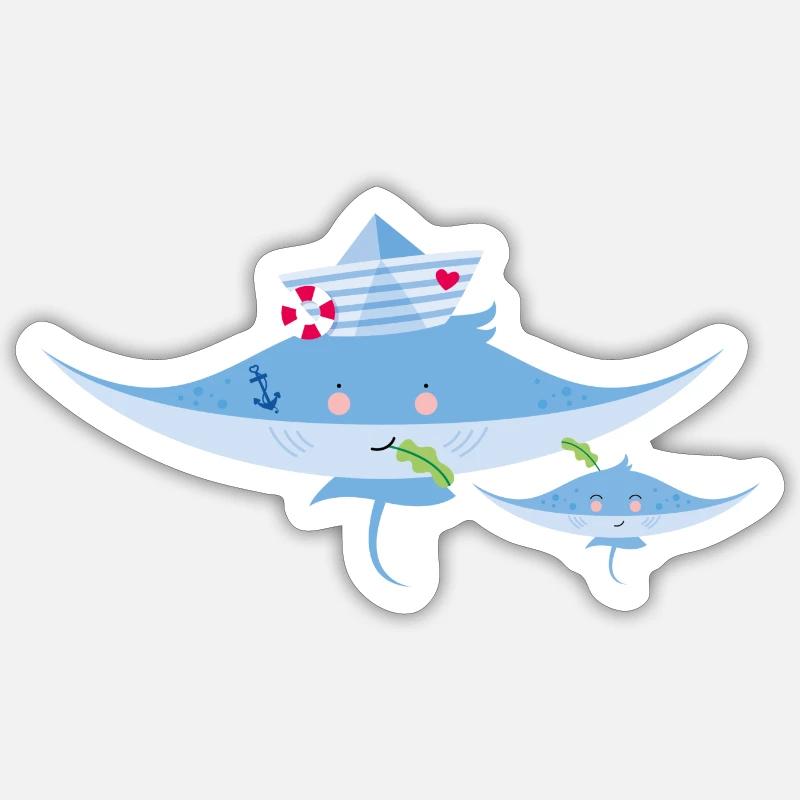 Rochen - Sticker Größe S (10 x 10 cm) - Mattweiß