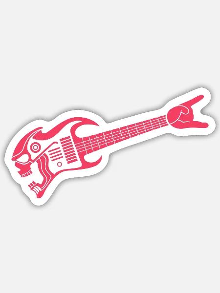 Gitarre Rot Logo - Sticker Größe S (10 x 10 cm) - Mattweiß