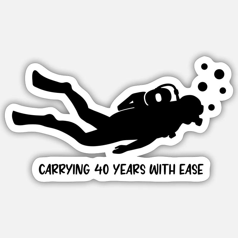 Motif d’anniversaire plongeur 40 - Sticker taille S (10 x 10 cm) - blanc mat