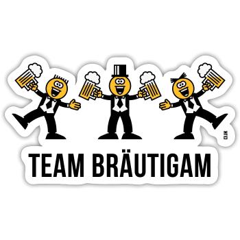 Team Bräutigam (JGA / Karikatur / Tanz / 3C / B) - Sticker Größe S (10 x 10 cm) - Mattweiß - Vorne