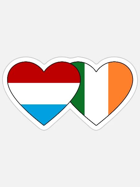 Luxemburg Irland Flagge Herz - Sticker Größe S (10 x 10 cm) - Mattweiß